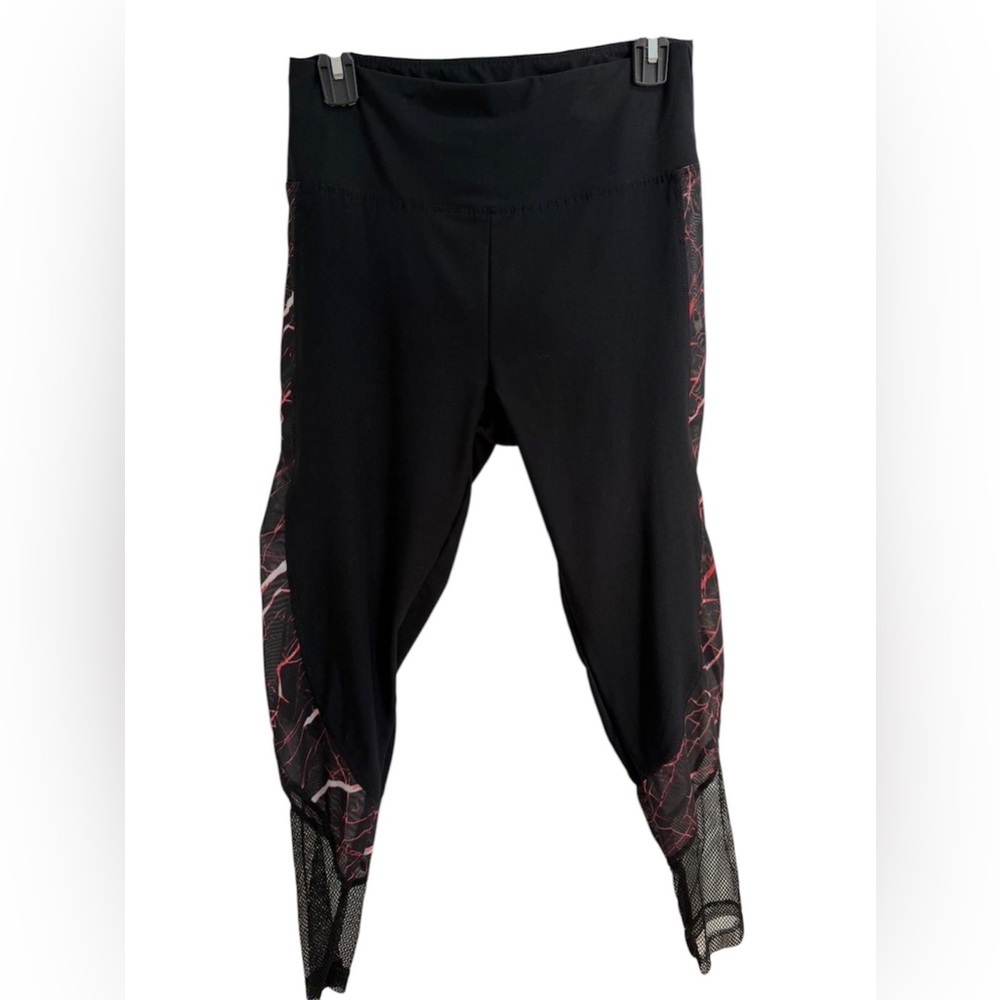 BALLY TOTAL FITNESS Women’s Leggings –Black Red white Chic Yoga Pants Size Large